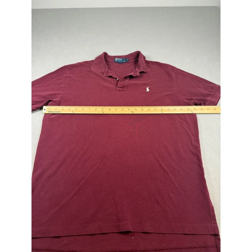 Polo Ralph Lauren Mens Large Burgundy Maroon Short Sleeve Pique Polo Shirt Logo
